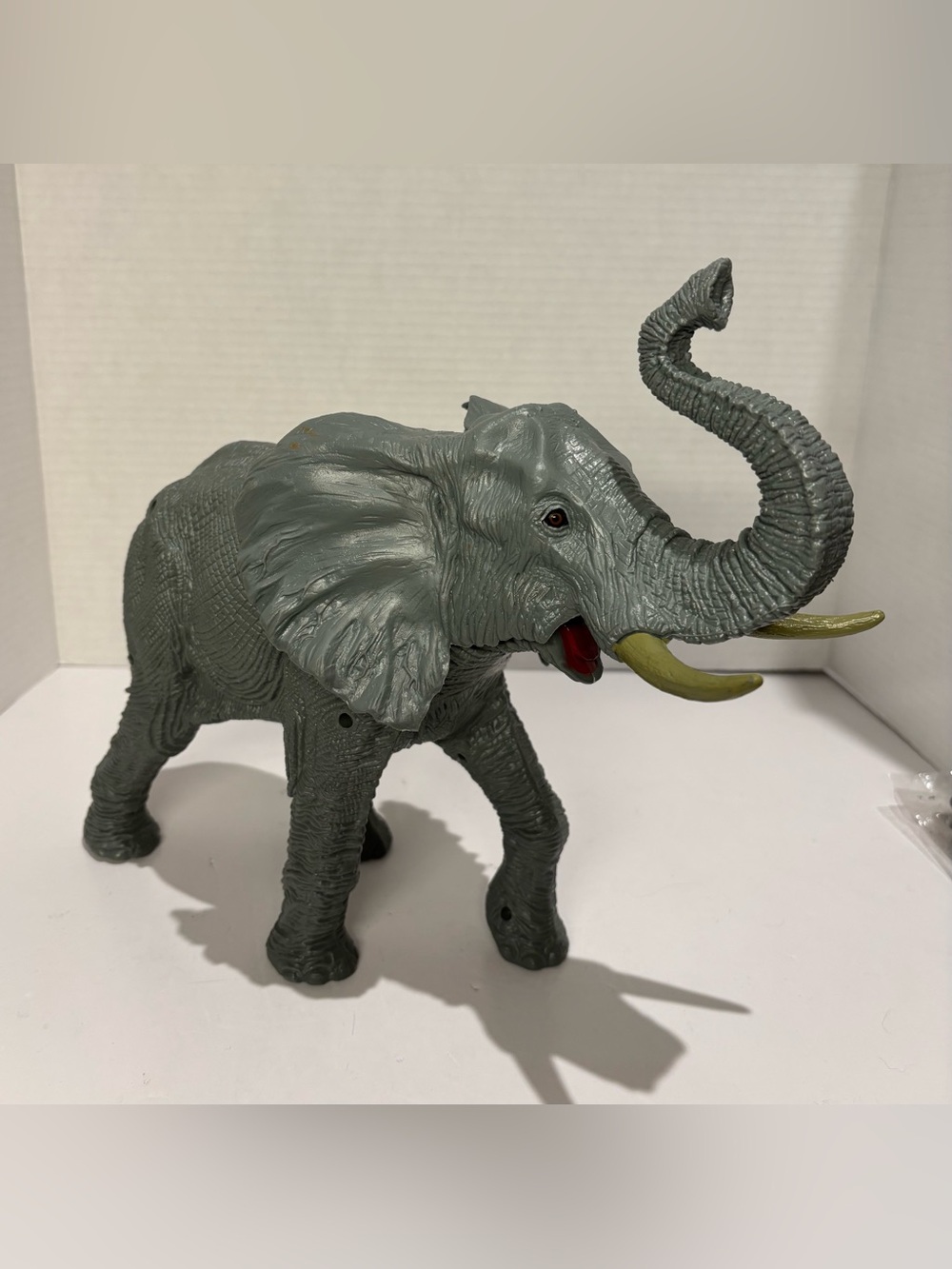 Vintage Y2K Chap Mei Elephant Figure Jungle Animal Toy Gray Roaring Working
